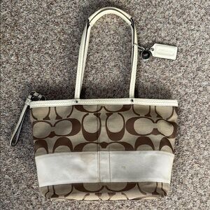 Coach Brown and Cream Signature Tote